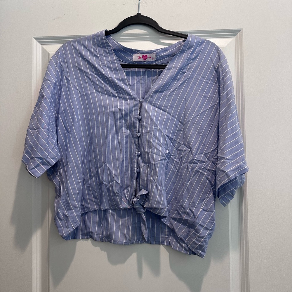 Buddy Love Sky Blue and White Striped Shirt